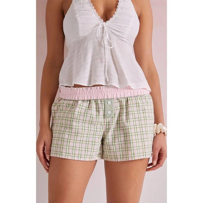 Beverly and Beck Women's Plaid Boxer Shortsstyle{n002}2 T-Shirts, Hoodie, Sweatshirt | DripVista.com