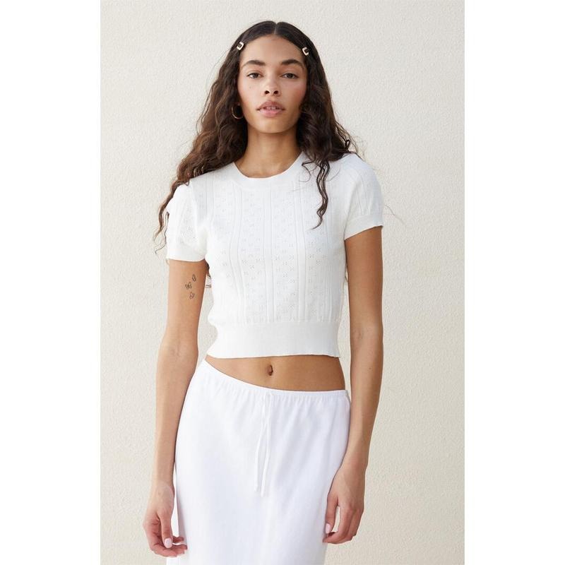 Beverly and Beck Women's Sweetheart Pointelle Short Sleeve Sweater T-Shirts, Hoodie, Sweatshirt | DripVista.com