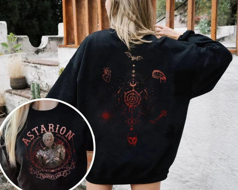 Bg3 Crewneck Sweatshirt, Baldurs Gate 3 Shirt, Astarion D&D Sweatshirt, Video Game Shirt, Gift For Gamers, Astarion...