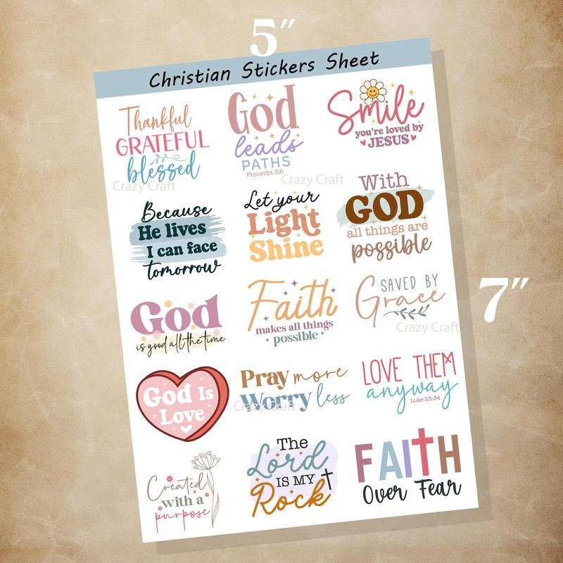 Bible Verse Sticker Pack, Bible Journaling, Prayer Journaling, Faith Stickers 5x7  18 pieces