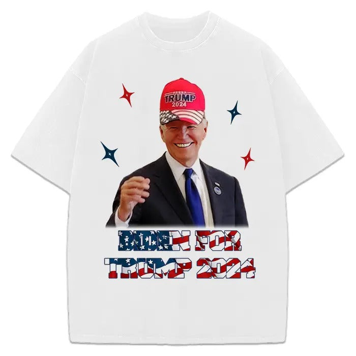 Biden For Donald Trump 2024 Maga Hat Funny Parody Custom Graphic T-Shirt Crewneck Cotton Streetwear Hoodie, Sweatshirt