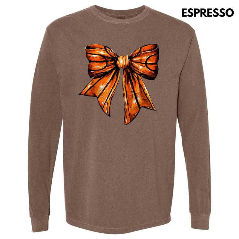 Big Basketball Bow FAKE Glitter Long Sleeve Comfort Colors T-Shirt 'NLB' Hoodie, Sweatshirt | DripVista.com