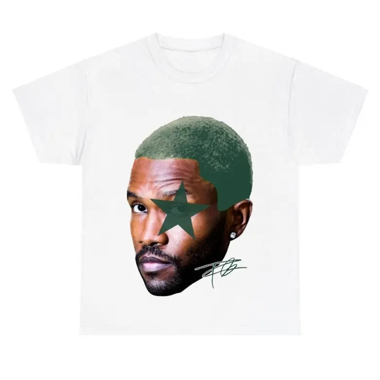 Big Face Frank Green Star White Tee Classic Menswear Hoodie, Sweatshirt | DripVista.com