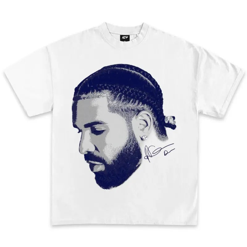 Big Face Navy Drake Shirt, Rap Concert Tee