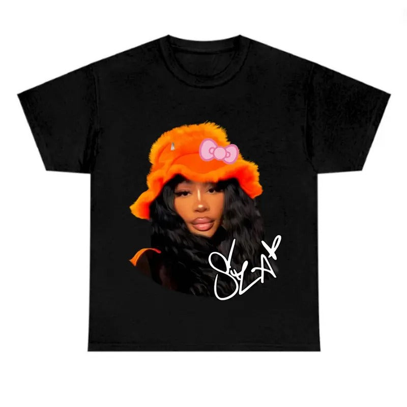 Big Face Sza Orange Kitty Cute t shirt pop music shirt graphic tee Hoodie, Sweatshirt | DripVista.com