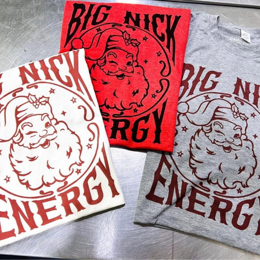 Big Nick Energy Shirt  T-Shirt Big Nick Energy Tshirt Retro Santa Tee Vintage Christmas Tee Big Nick Tee Casual Shortsleeve Graphic Menswear