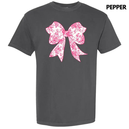 Big Pink Floral Bow Comfort Colors T-Shirt 'NLB'