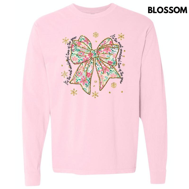 Big Wonderful Time Bow Long Sleeve Comfort Colors T-Shirt 'NLB'