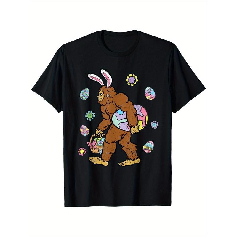 Big-foot Egg Hunting Easter Bunny Ears Spring Men Women T-Shirt, Unisex - Easter, Ramadan Kareem, Valentine'S Day, Carnival, St Patrick'S Day Gifts for Parents, Friends, Family and Coworkers Made in USA