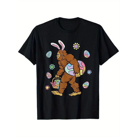 Big-foot Egg Hunting Easter Bunny Ears Spring Men Women T-Shirt, Unisex - Easter, Ramadan Kareem, Valentine'S Day, Carnival, St Patrick'S Day Gifts for Parents, Friends, Family and Coworkers Made in USA