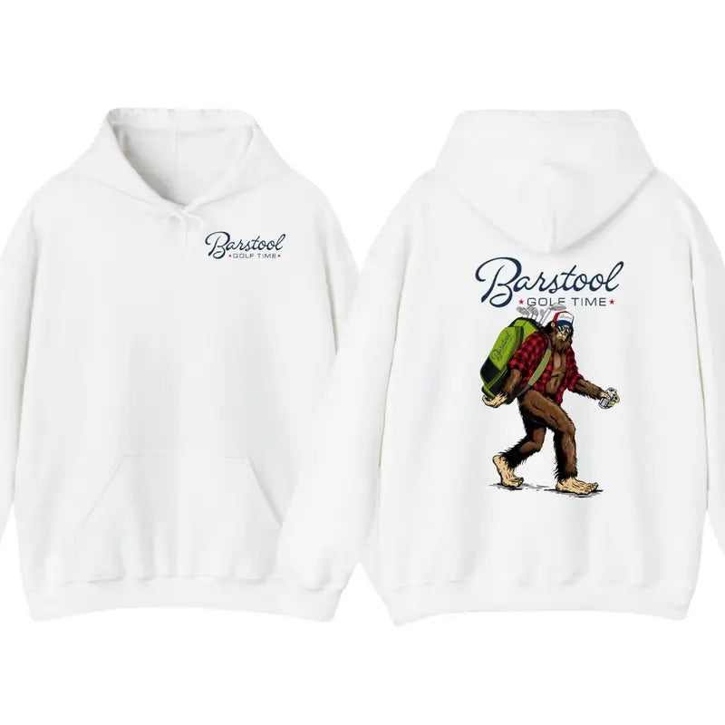 Bigfoot Barstool Golf 2 Side Hoodie T-Shirt - Men's Cotton Tee for Outdoors Sports Sweatshirt | DripVista.com