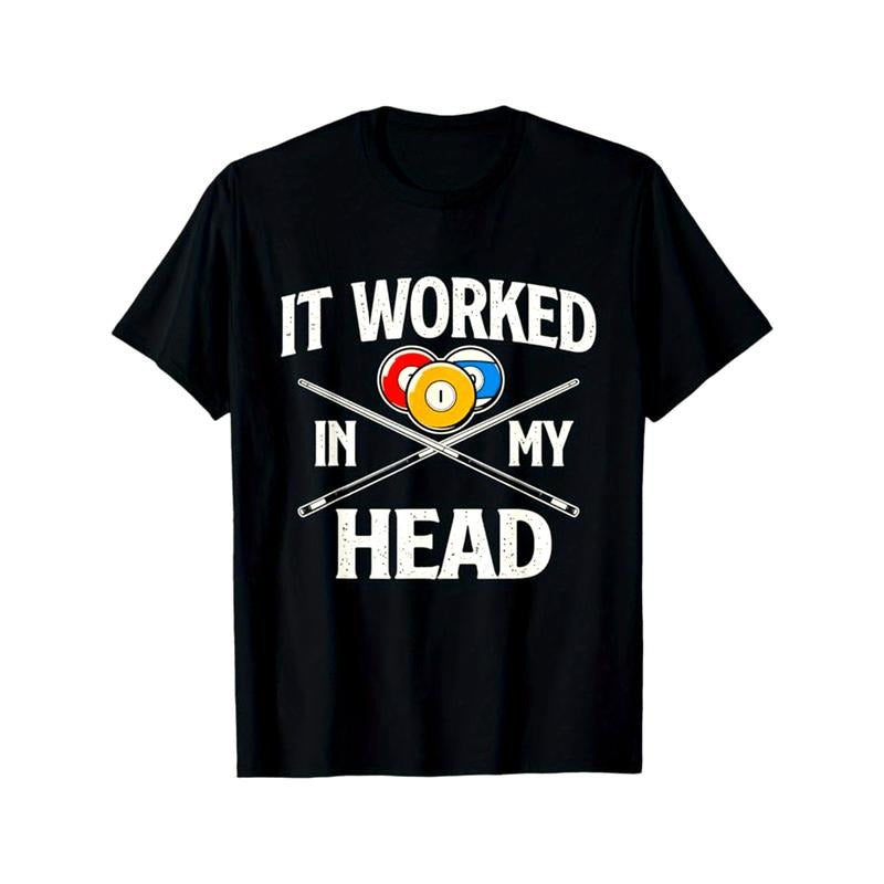 Billiards Print Men's Cotton T-shirt, Graphic Tee Men's Outdoor Clothes, Men's Clothing, Casual Short Sleeve Crew Neck...