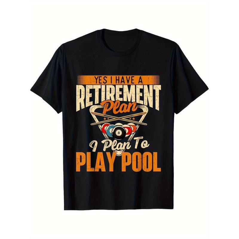 Billiards Print Men's Cotton T-shirt, Graphic Tee Men's Outdoor Clothes, Men's Clothing, Casual Short Sleeve Crew Neck T-shirt, Tops For Men, Gift For Menstyle{n002}2