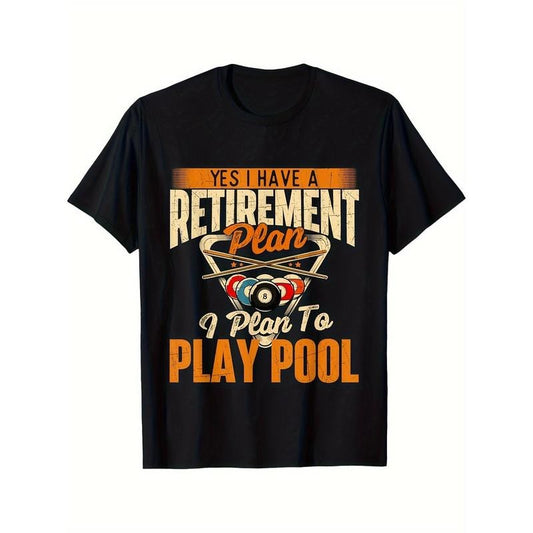 Billiards Print Men's Cotton T-shirt, Graphic Tee Men's Outdoor Clothes, Men's Clothing, Casual Short Sleeve Crew Neck T-shirt, Tops For Men, Gift For Menstyle{n002}2