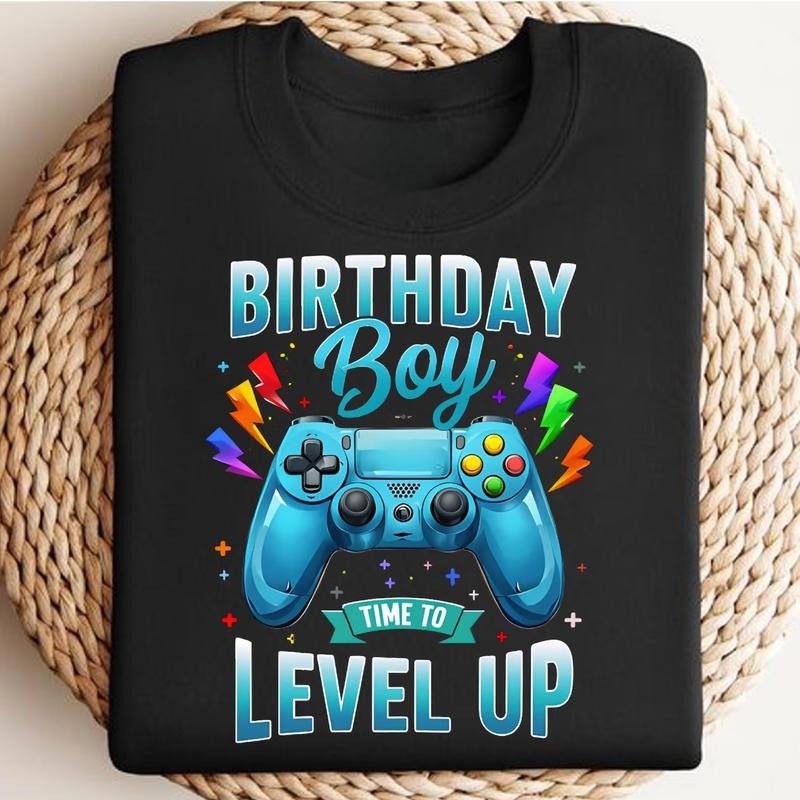 Birthday Boy Time to Level Up T-Shirt, Video Game Birthday Gamer Boys T-Shirt , Birthday Boy Level Up Gamer T-Shirt, Gift For Men Women, Menswear Womenswear Streetwear Cotton Comfort