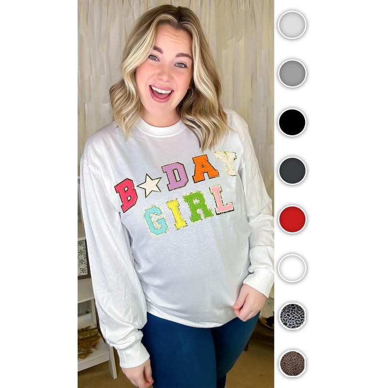 Birthday Girl Ideal Chenille Long Sleeve T-Shirts, Hoodie, Sweatshirt | DripVista.com