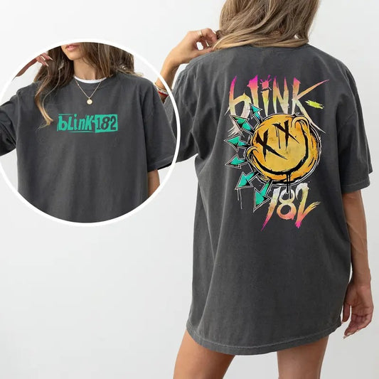 Bl.ink 182 T-Shirt, Smile Face T-Shirt, Retro Smile Face T-shirt, e Smile Shirt, Bli.nk 1.82 Rock Shirt, Trendy Vintage Smile Tee T-shirts, Crewnecks, Hoodies – Gifts Suitable for Anyone