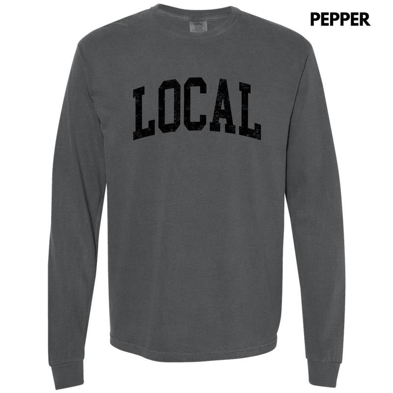 Black - Local Varsity Letter Long Sleeve Comfort Colors T-Shirt 'NLB'