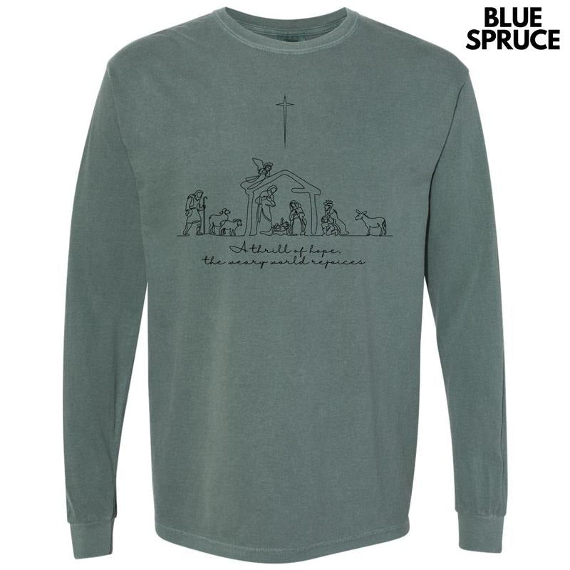 Black A Thrill Of Hope Long Sleeve Comfort Colors T-Shirt 'NLB' Hoodie, Sweatshirt | DripVista.com