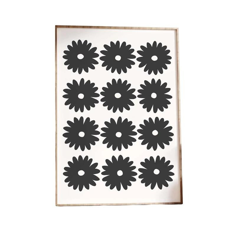 Black And White Daisy Print, Flower Wall Art, Black Daisies Floral Print, Trendy Wall Art, Flower Market Art, Flower...