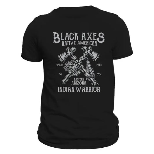 Black Axes Native American Indian Warrior Men's T-Shirt Casual Classic