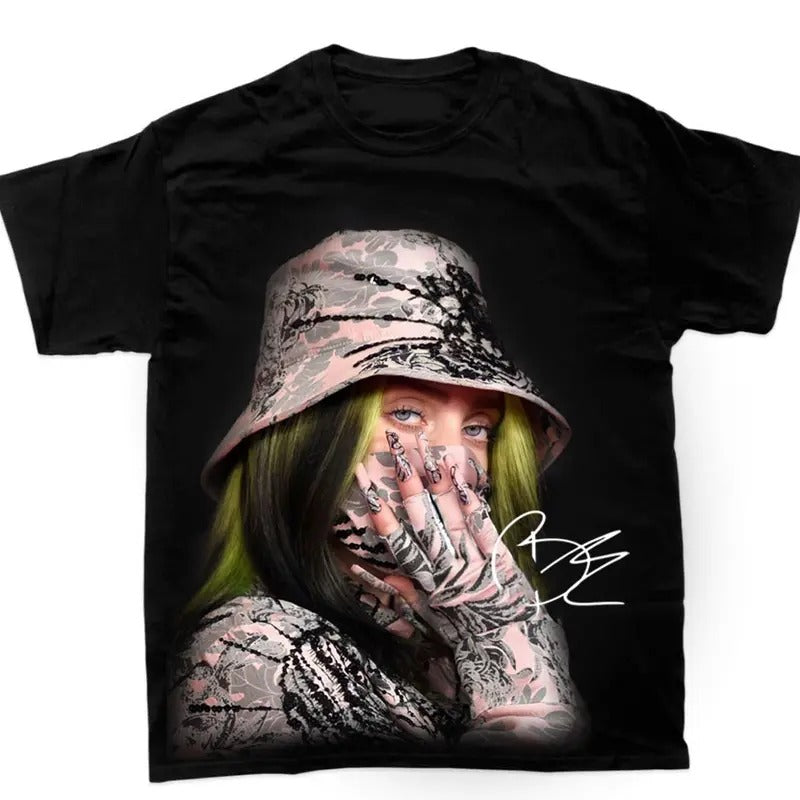 Black Billieee Green Hair Graphic T-Shirt Gift Shirt For Fans Hoodie, Sweatshirt | DripVista.com