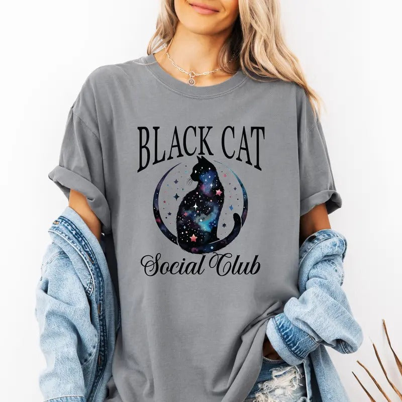 Black Cat Social Club custom colors tee shirt Casual