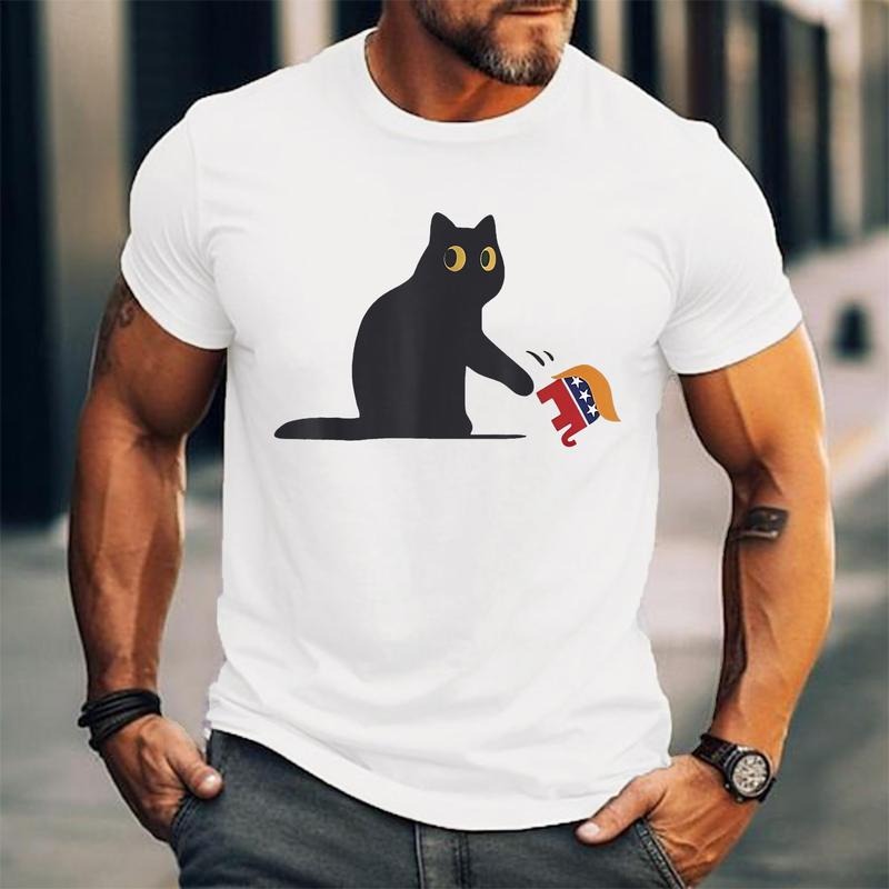 Black Cat vs Elephant Anti-Trump 2025 Unisex T-Shirt, Cotton 100%, Top Trending Fashion Hoodie, Sweatshirt | DripVista.com