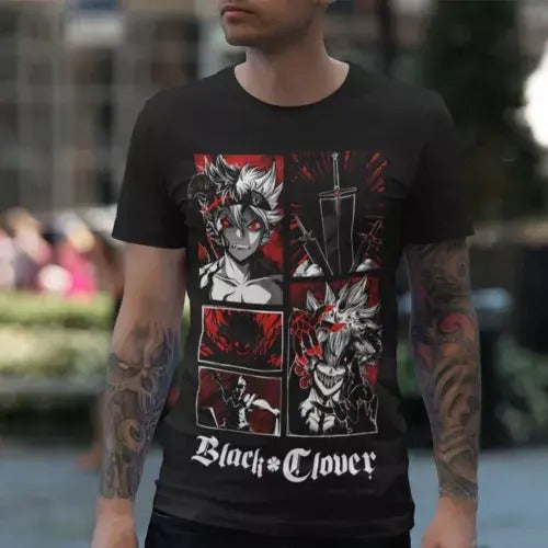 Black Clover Asta Yuno Anime Manga Tshirt Anime Manga Black Shirt All Size