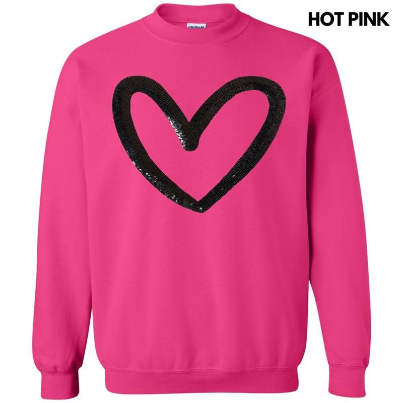 Black Cut Out Heart Sequin Patch Sweatshirt