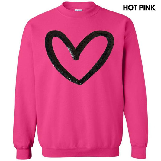 Black Cut Out Heart Sequin Patch Sweatshirt
