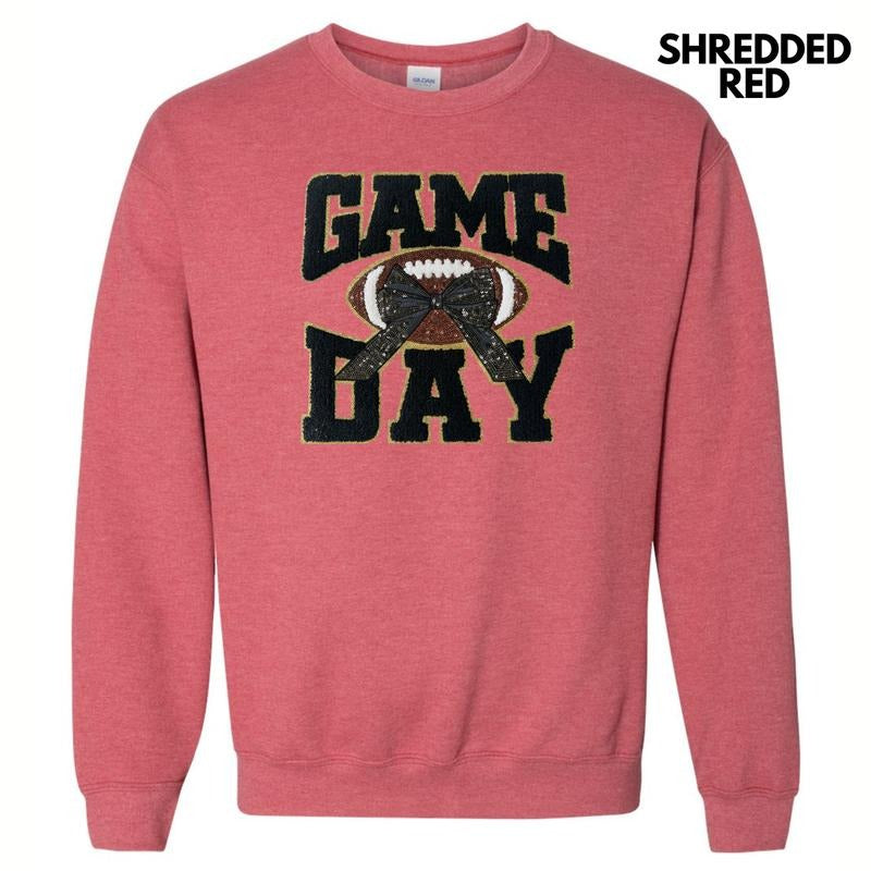 Black Football Game Day Bow Patch Sweatshirt T-Shirts, Hoodie | DripVista.com
