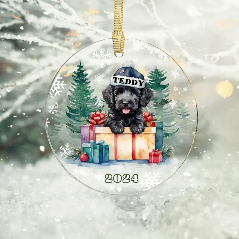Black Golden Doodle Christmas Ornament - Personalized Dog First Christmas Bauble T-Shirts, Hoodie, Sweatshirt | DripVista.com