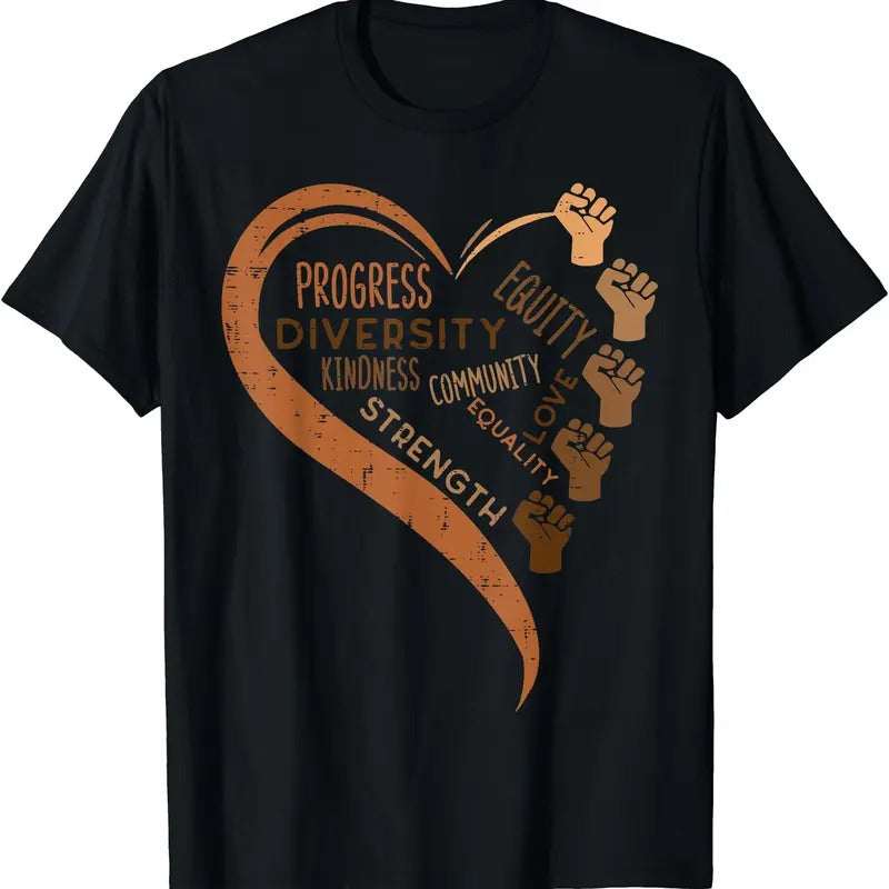 Black History Fists Diversity Equity Melanin African Women T-Shirt Hoodie, Sweatshirt | DripVista.com