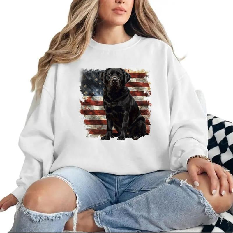 Black Labradors and USA Flag Patriotic Vintage Unisex Hoodie Sweatshirts Hunting Season Retro and National Hunting Day 1