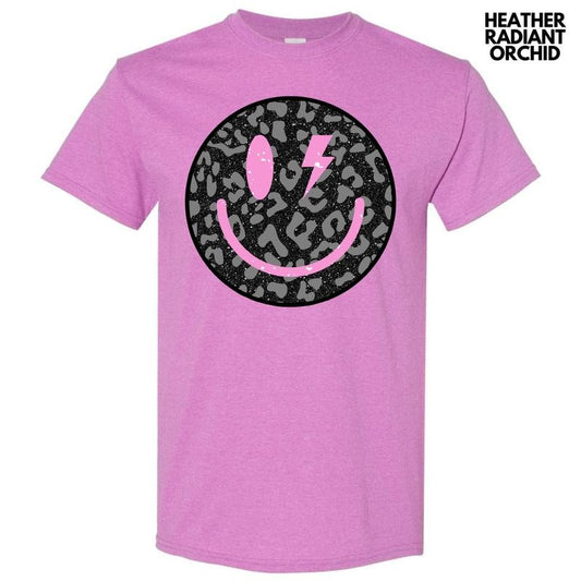 Black Leopard Happy Face Gildan Short Sleeve T-Shirt 'NLB'