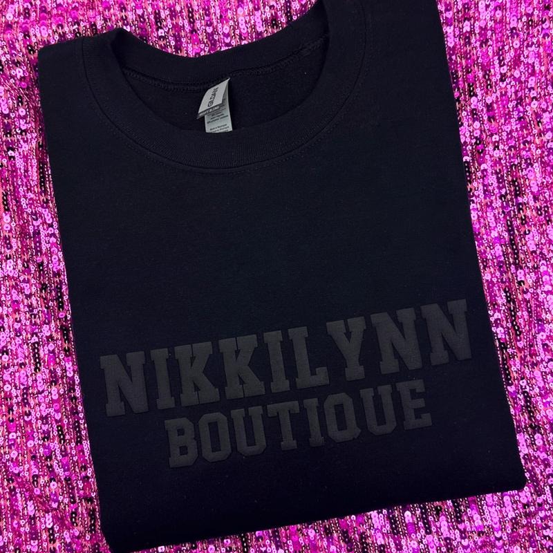 Black Nikkilynn Puff Print Sweatshirt T-Shirts, Hoodie | DripVista.com