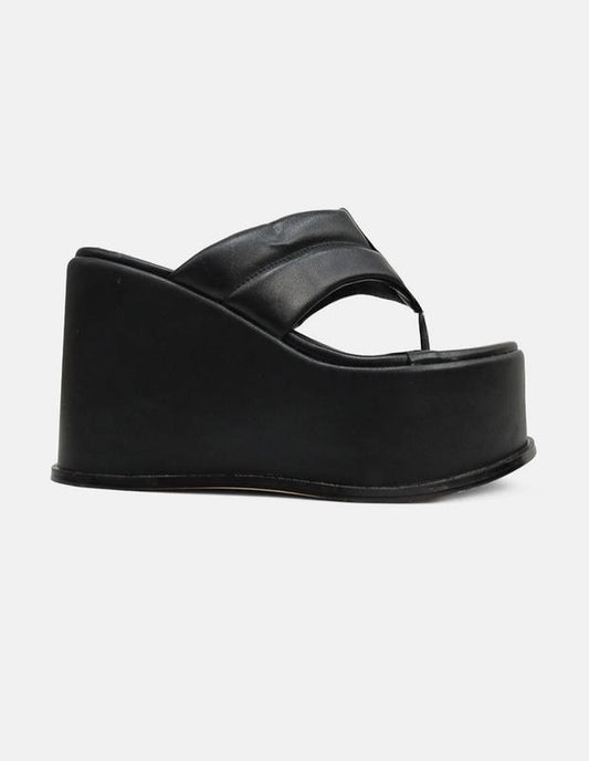 Black Platform Wedge Sandal