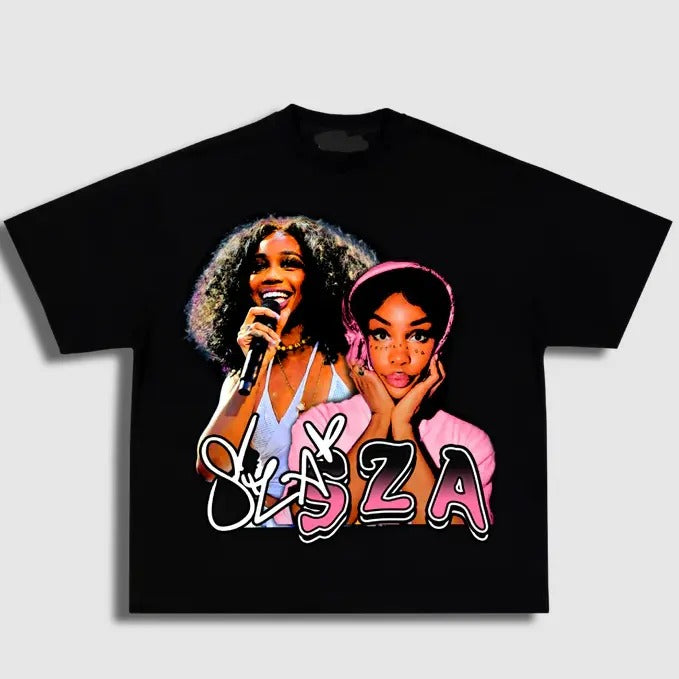 Black SZA Graphic T-Shirt for Men - Short Sleeve Hoodie, Sweatshirt | DripVista.com