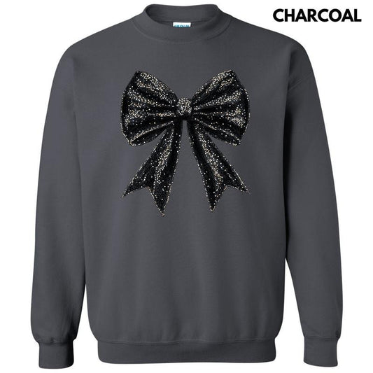 Black Shimmer Bow Sweatshirt 'NLB'