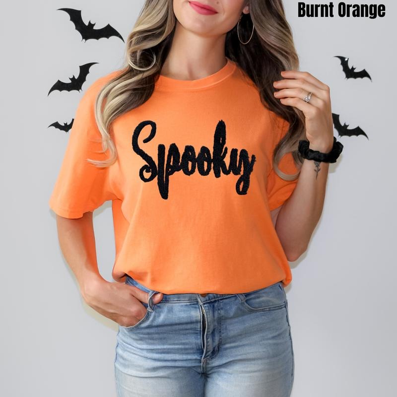 Black Spooky Fluffy Patch Comfort Colors T-Shirt