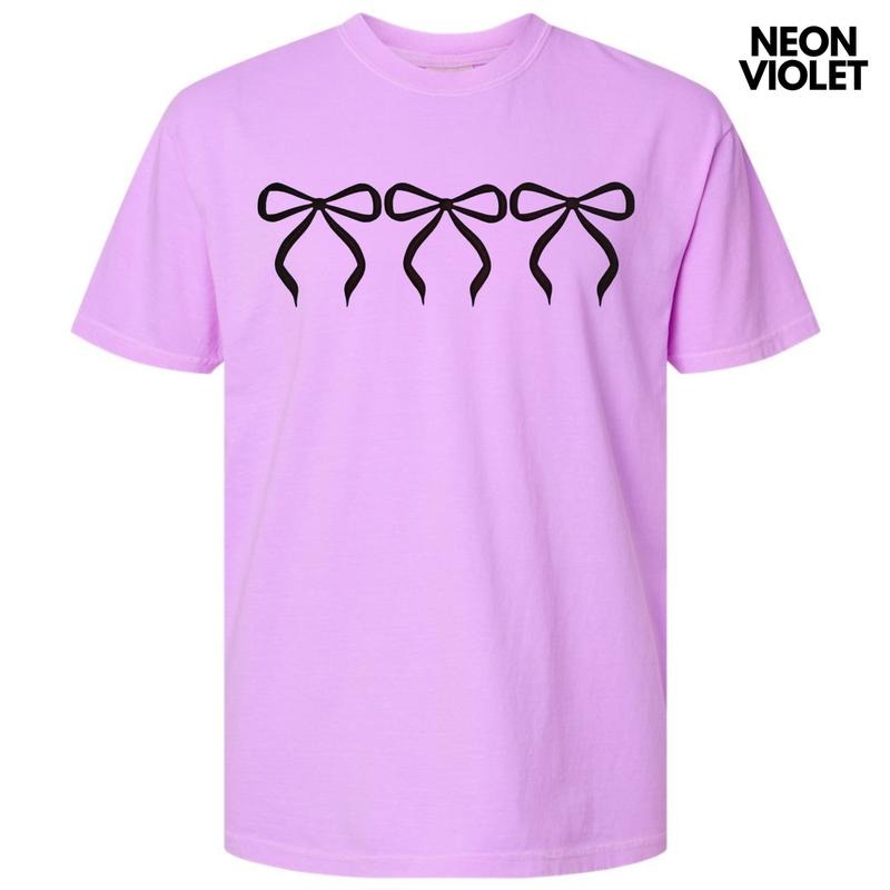 Black Triple Bows Puff Comfort Colors T-Shirt