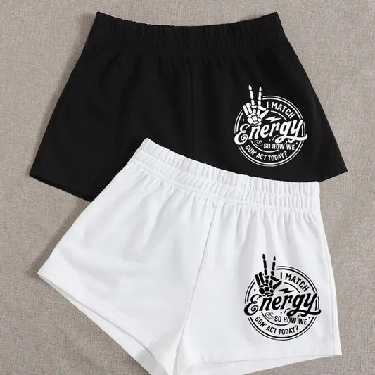 Black&White I match Energy  2pcs Short Pants - Short Sport Pants 2pcs - Summer Pants Lose Fit 2pcs