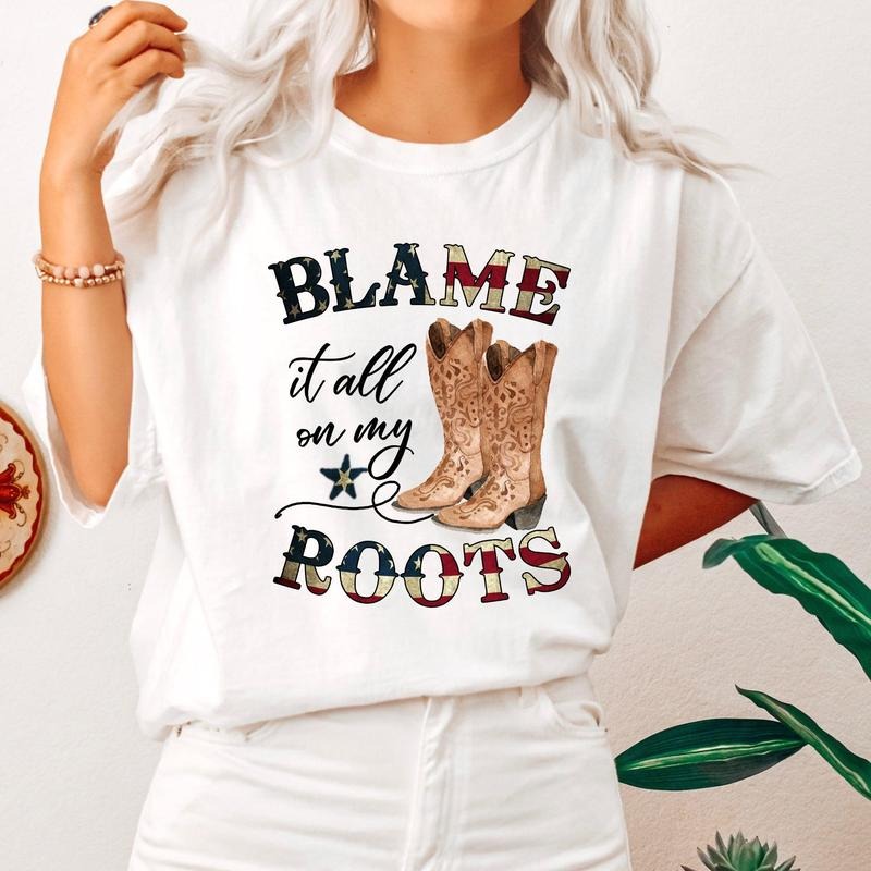 Blame It All On My Roots, Cowboy, Garth, Western, Tshirt, Women's, Comfort Colors Tee Hoodie, Sweatshirt | DripVista.com
