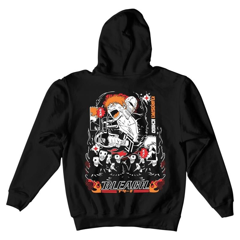 Bleach Hoodie Zaraki Kenpachi Ichigo Bankai Manga Strip Horror Hoodie Tshirt S-4XL