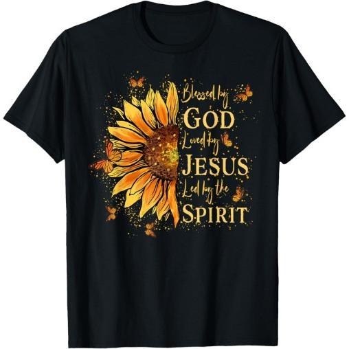 Blessed By God - Loved By Jesus, Sunflower T-Shirt Made in USA Hoodie, Sweatshirt | DripVista.com