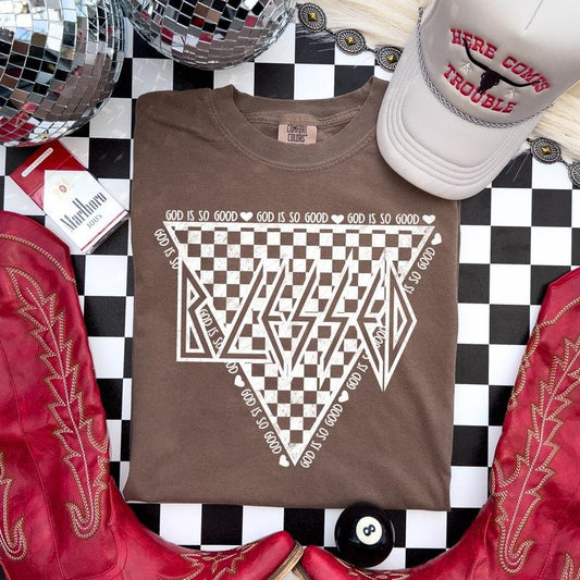 Blessed Checkered Triangle DTF Transfers - THIS IS NOT A SHIRT