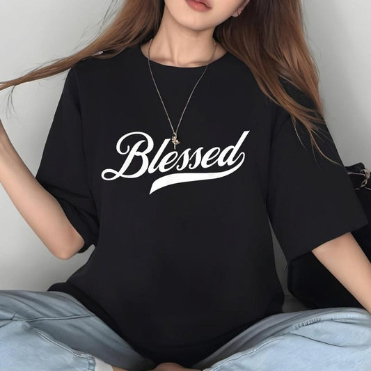 Blessed Jesus T-Shirt Casual Style Crew Neck Short Sleeve T-Shirt Tops Trendy for Unisex