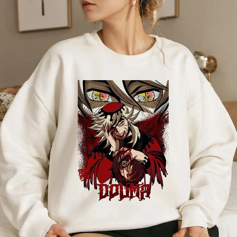 Blood Demon Upper Moon 2 DM Characters Shirt Crewneck Hoodie, Anime Otaku Shirt Comfort Cotton Sweatshirt | DripVista.com