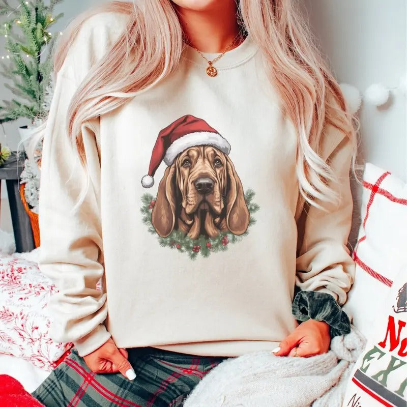 Bloodhound Sweatshirt, Bloodhound, Bloodhound Dog Christmas Sweater, Dog Lovers Gifts, Dog Mom and Dad, Winter and Fall Clothing, Ornaments
